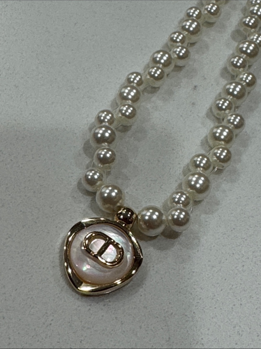 🆕 DIOR Pearl Necklace with Pearl Logo Pendant - Picture 7 of 7
